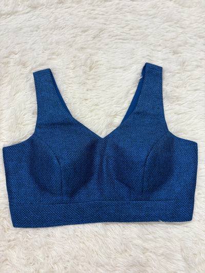 Royal blue stitched blouse