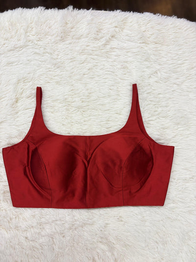 Cherry red stitched blouse