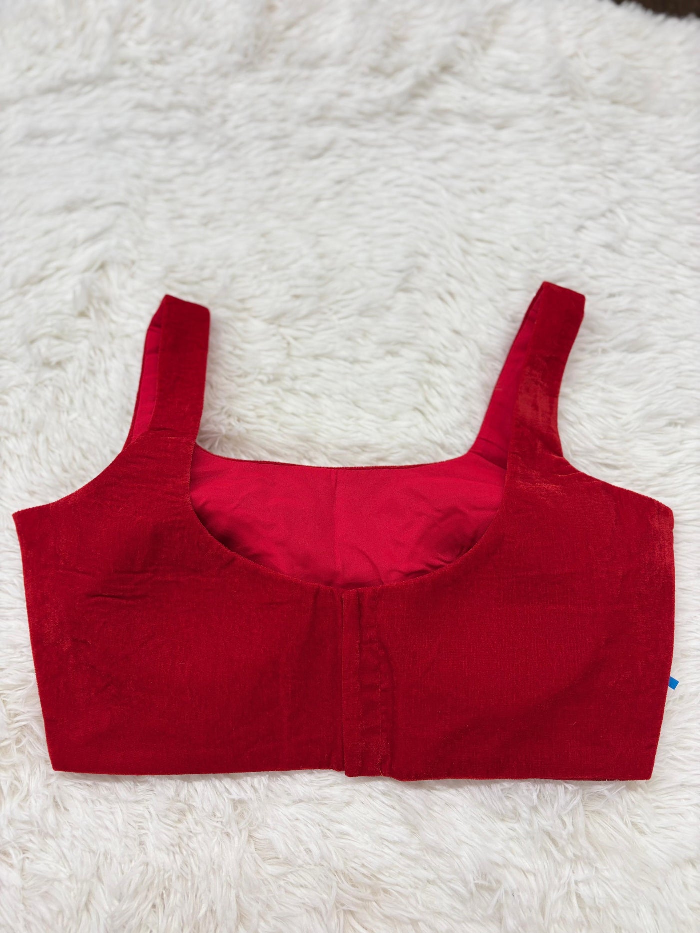 Bold red stitched blouse