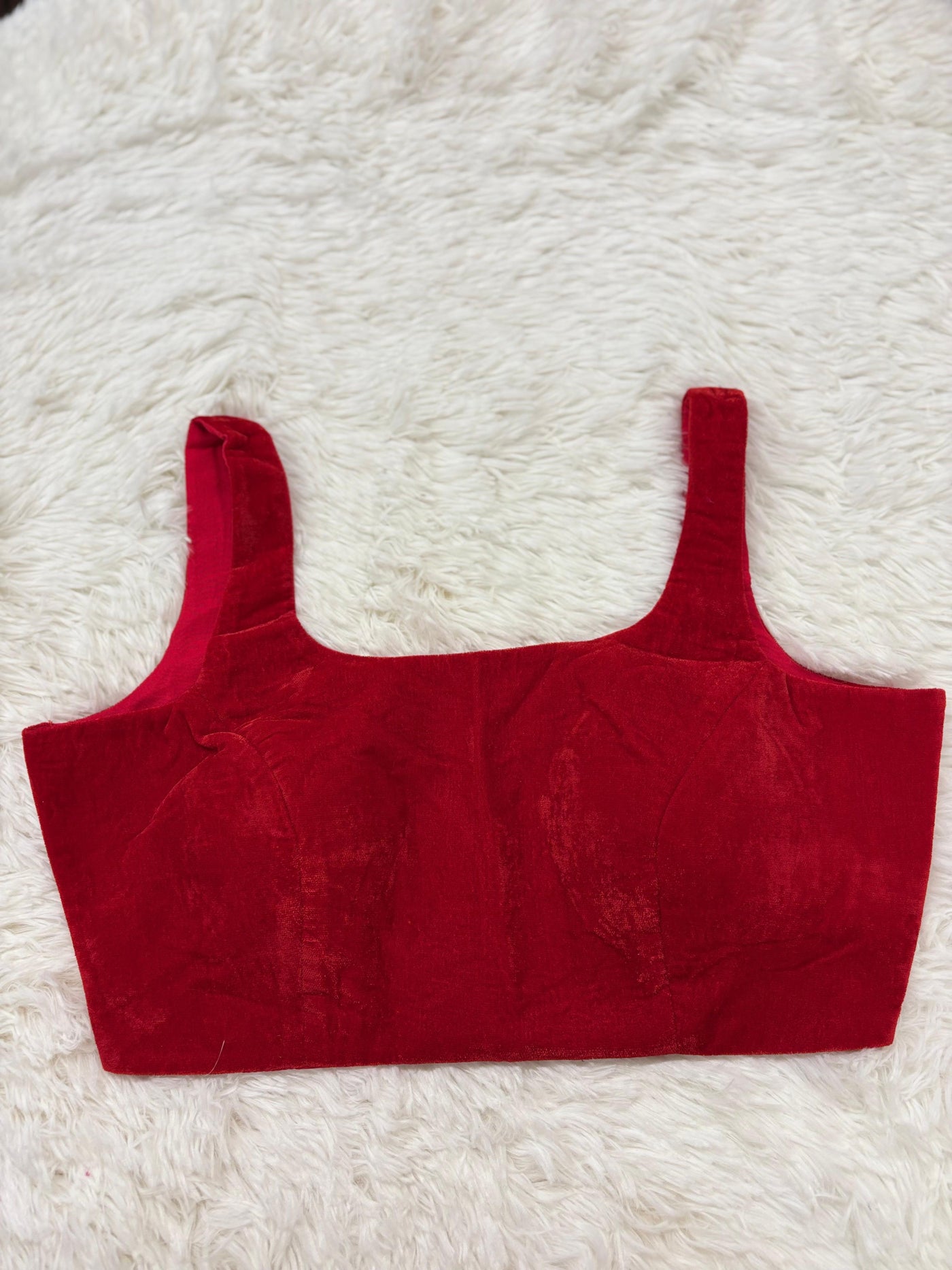 Bold red stitched blouse