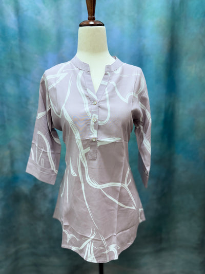 Soft Mauve Abstract Printed Casual Kurti