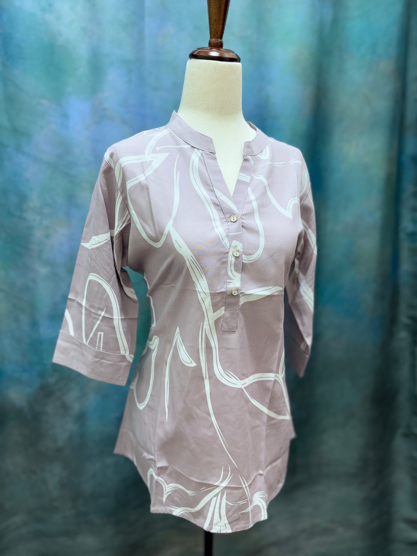 Soft Mauve Abstract Printed Casual Kurti