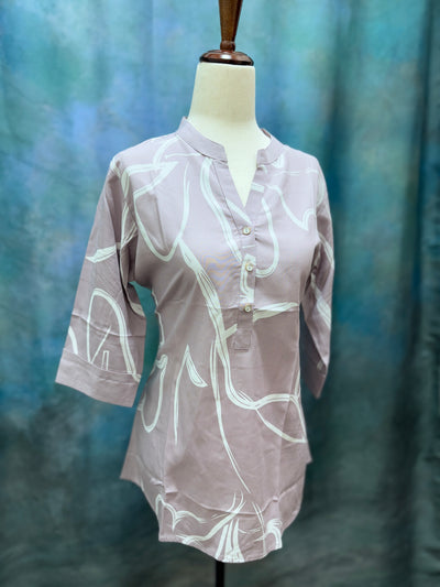 Soft Mauve Abstract Printed Casual Kurti