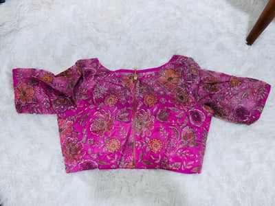 Golden Tissue Saree with Pink Embroidered Net Border & Boat Neck Blouse