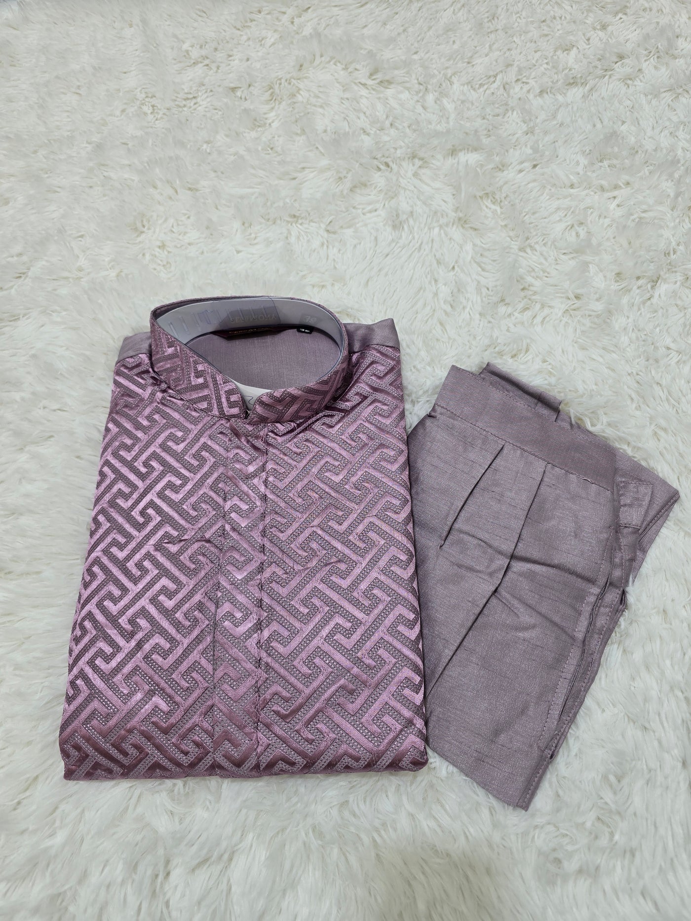 Pink Jacquard Kurta Pajama Set
