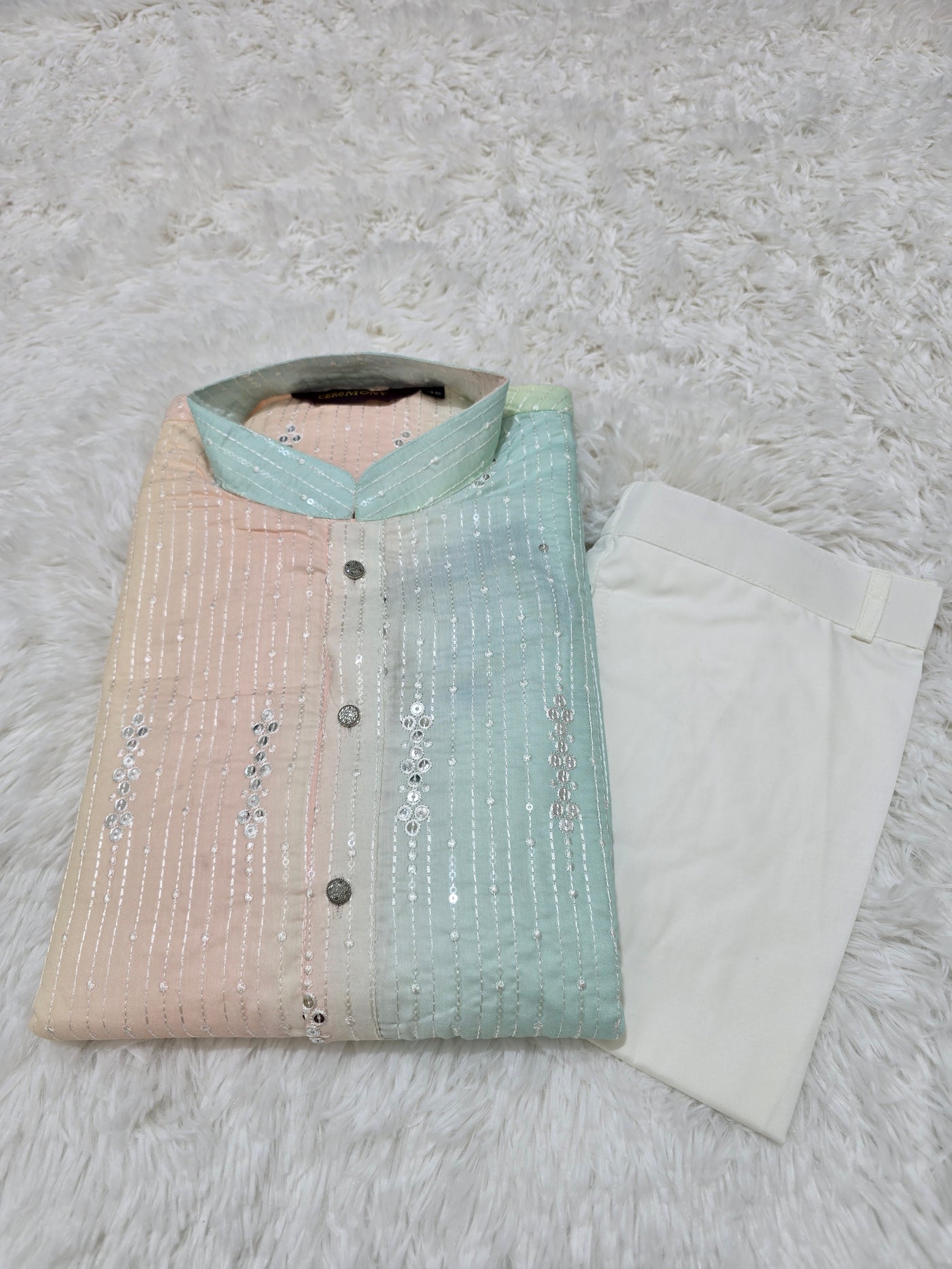 Pastel Ombre Sequin Kurta Pajama Set