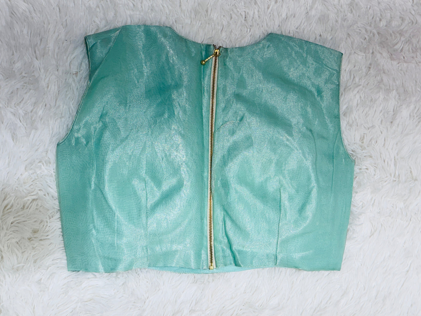 Pastel Green Tissue Organza Saree with White Thread Embroidery & Scallop Border – Paired with Matching Blouse