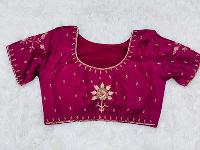 Pink & Gold Dual Tone Tissue Saree with Embroidered Wine Blouse – Elegant Party Wear Saree