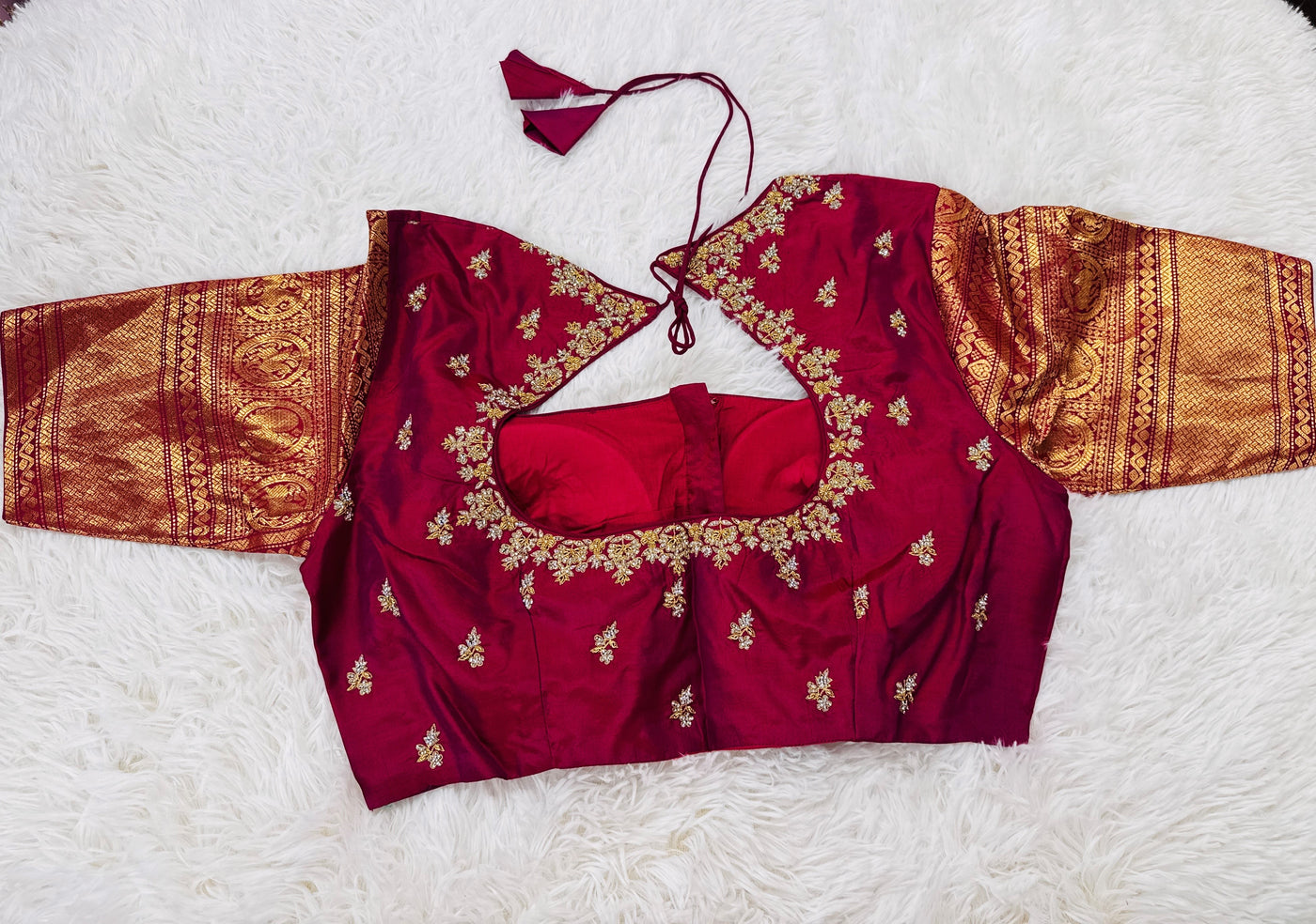 Gadwal Pure Silk Saree – Orange with Maroon Border & Gold Zari, Handwoven Traditional Saree with Designer Blouse