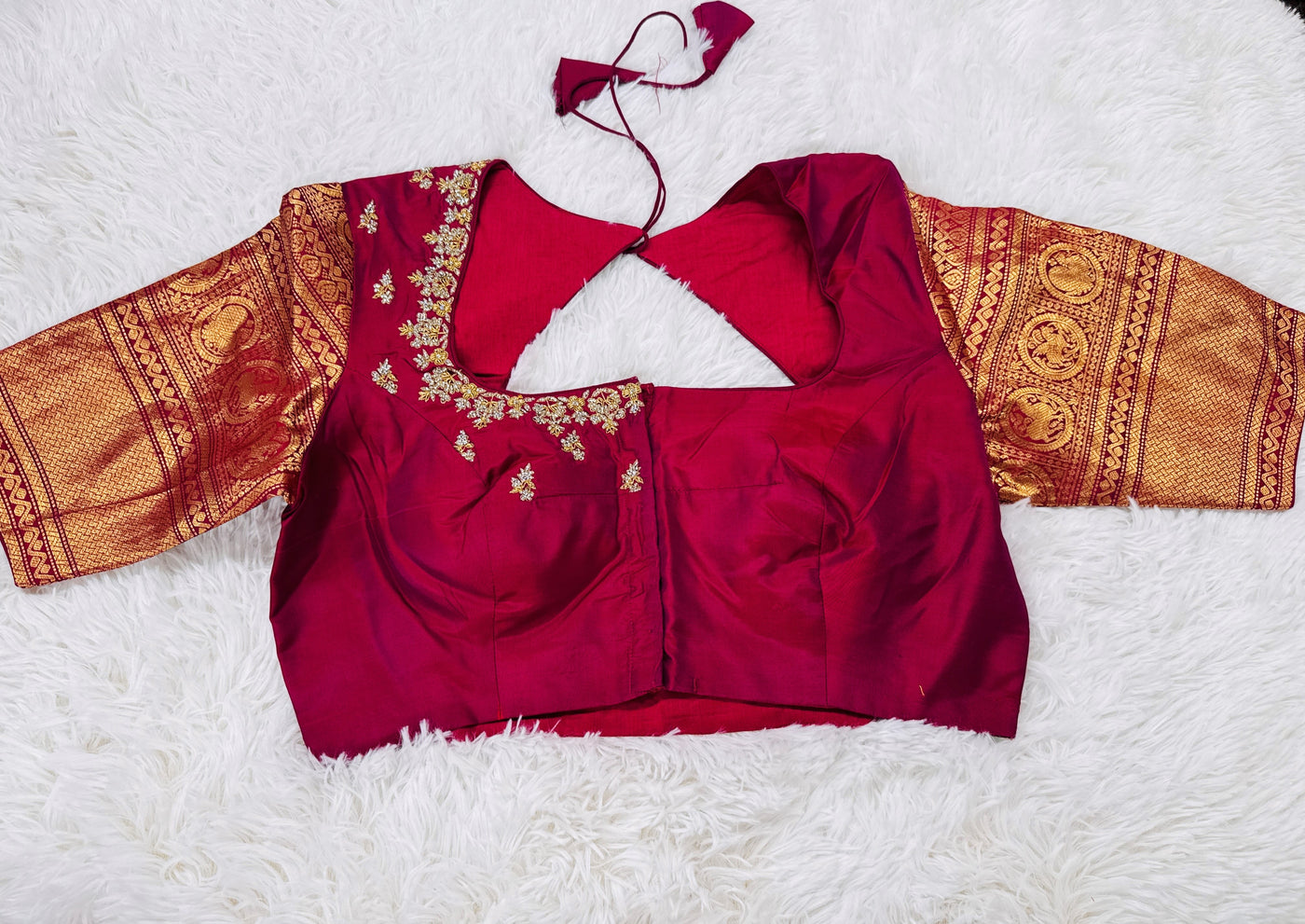 Gadwal Pure Silk Saree – Orange with Maroon Border & Gold Zari, Handwoven Traditional Saree with Designer Blouse