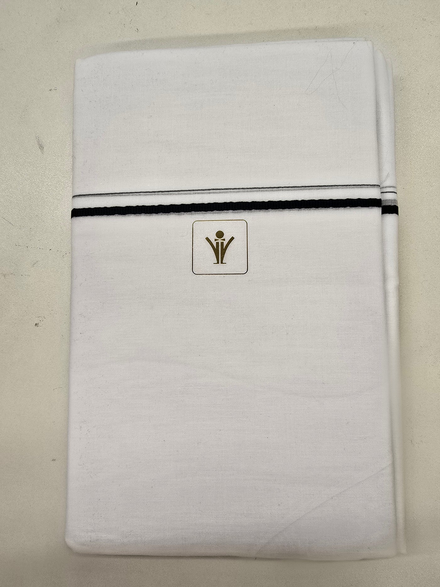 Classic White Pancha/Dhoti with Dark Green Border