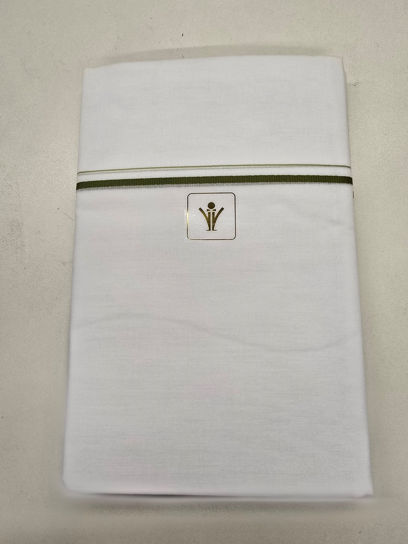 Classic White Pancha/Dhoti with Green Border