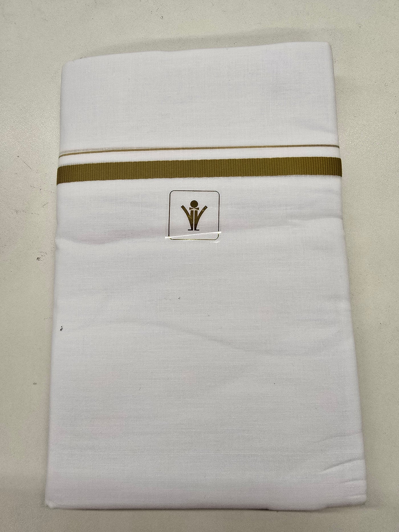 Classic White Pancha/Dhoti with Mustard-Golden Border