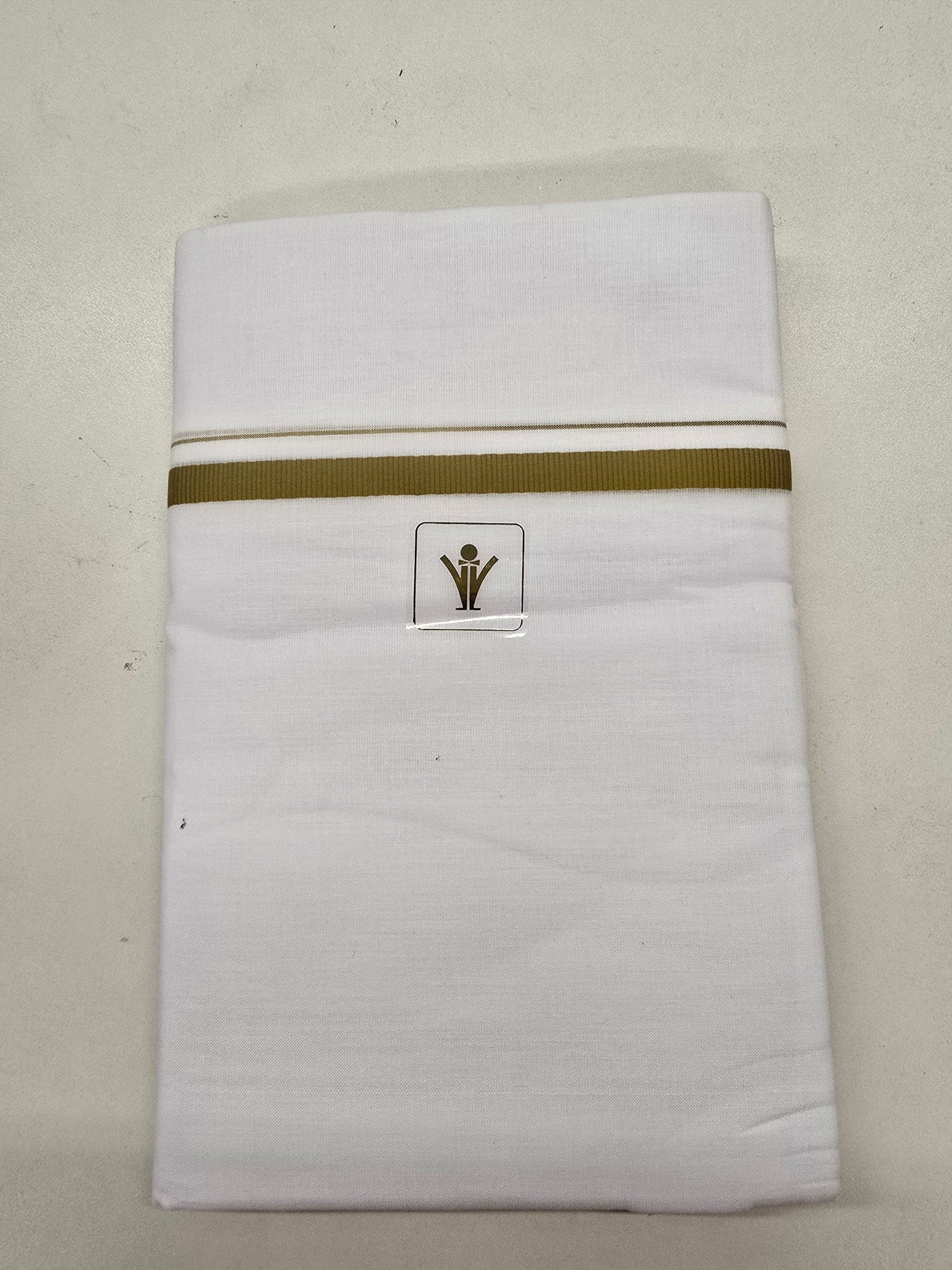 Classic White Pancha/Dhoti with Mustard-Golden Border