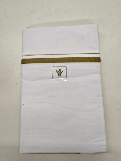 Classic White Pancha/Dhoti with Mustard-Golden Border