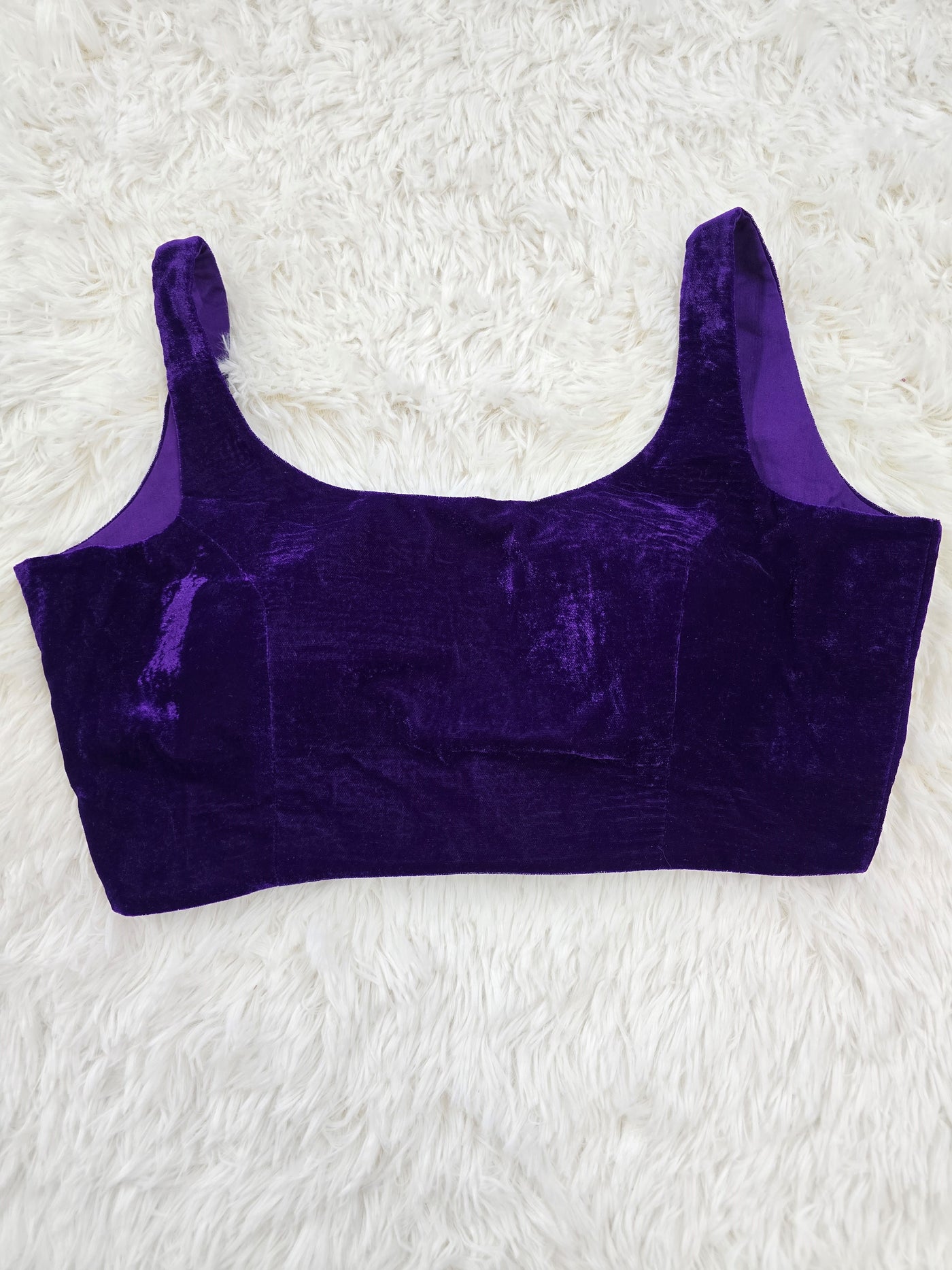 Purple Velvet Sleeveless Blouse