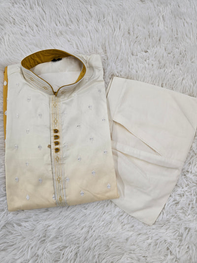 Men’s Cream & Mustard Ombre Kurta Pajama
