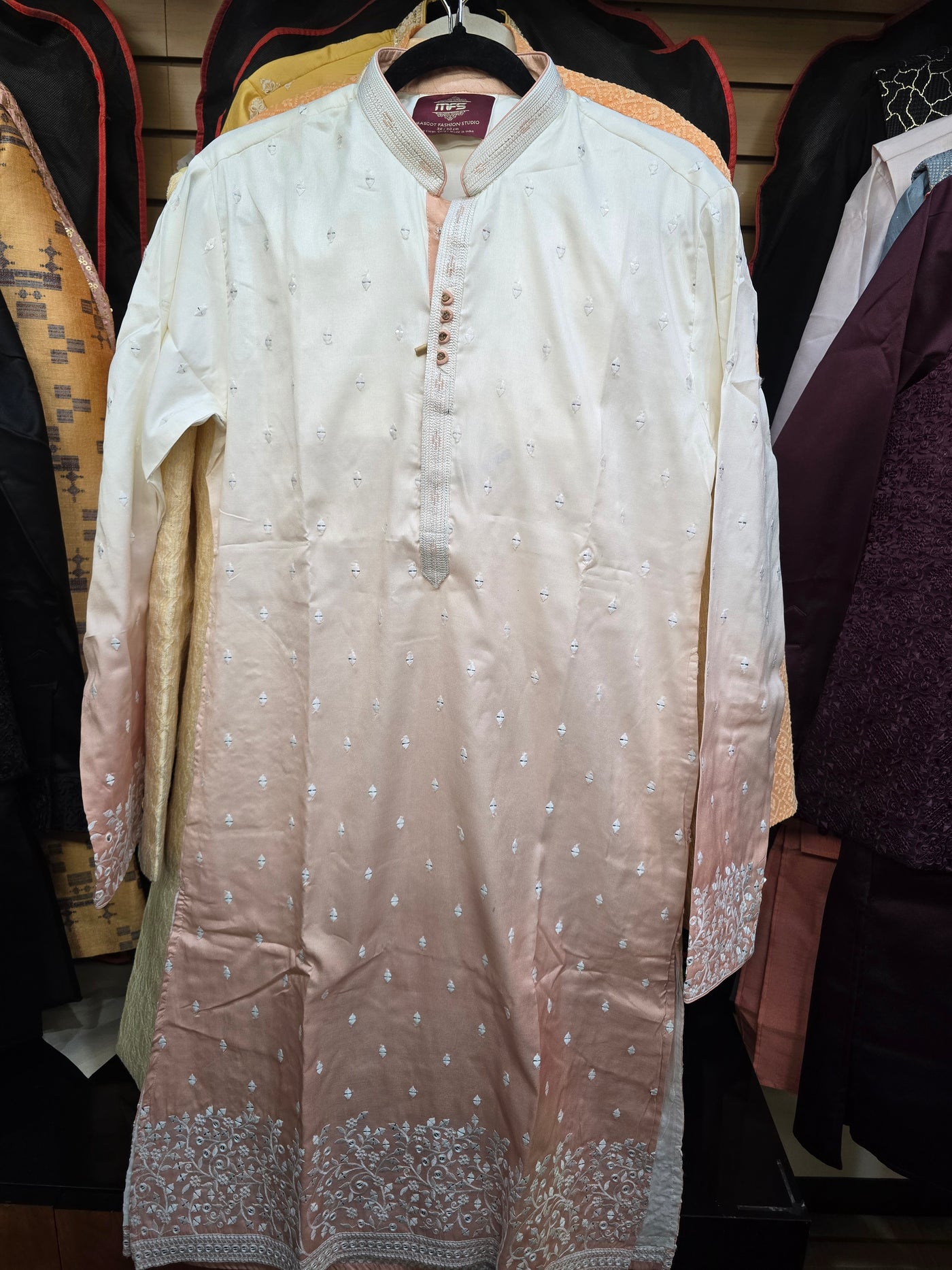 Men’s Cream and Peach Ombre Kurta Pyjama