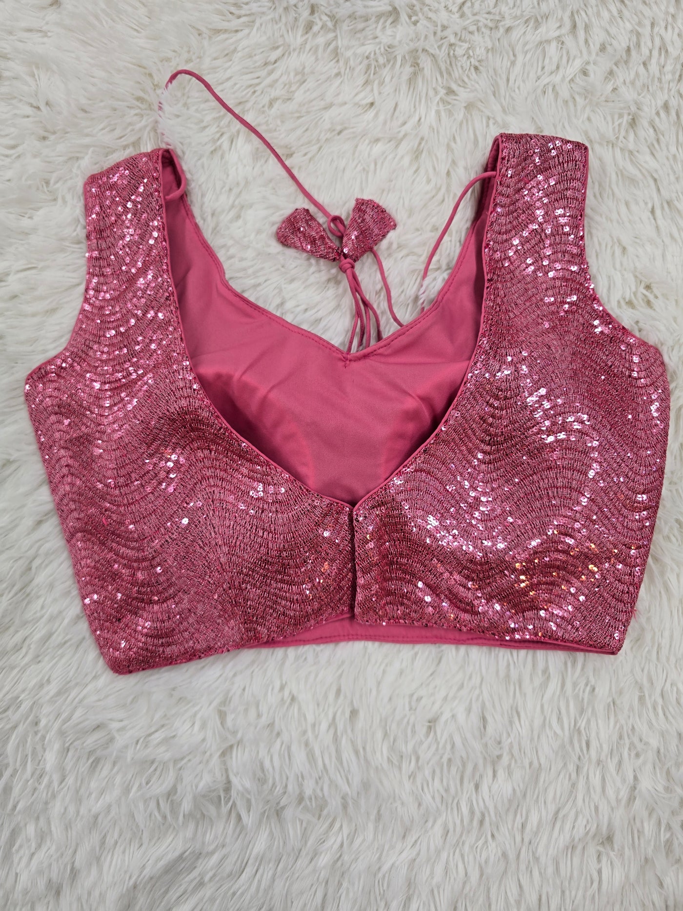 Pink Sequin Readymade Blouse