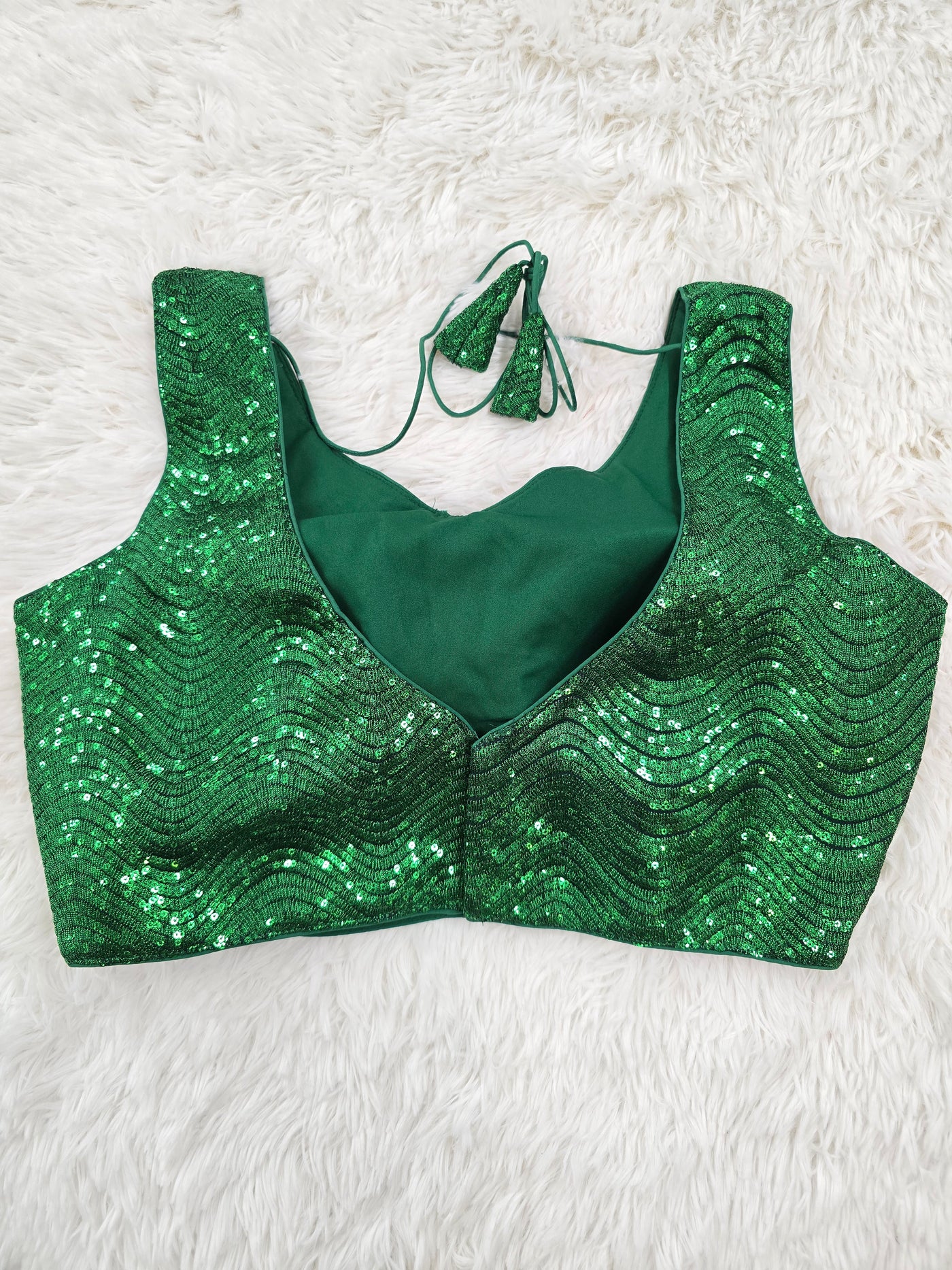 Green Sequin Readymade Blouse