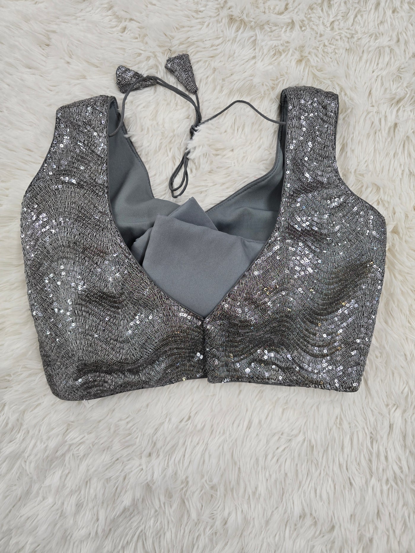 Gunmetal Sequin Readymade Blouse