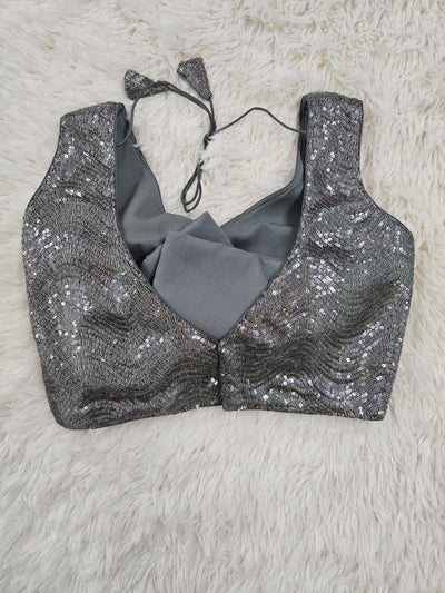 Gunmetal Sequin Readymade Blouse