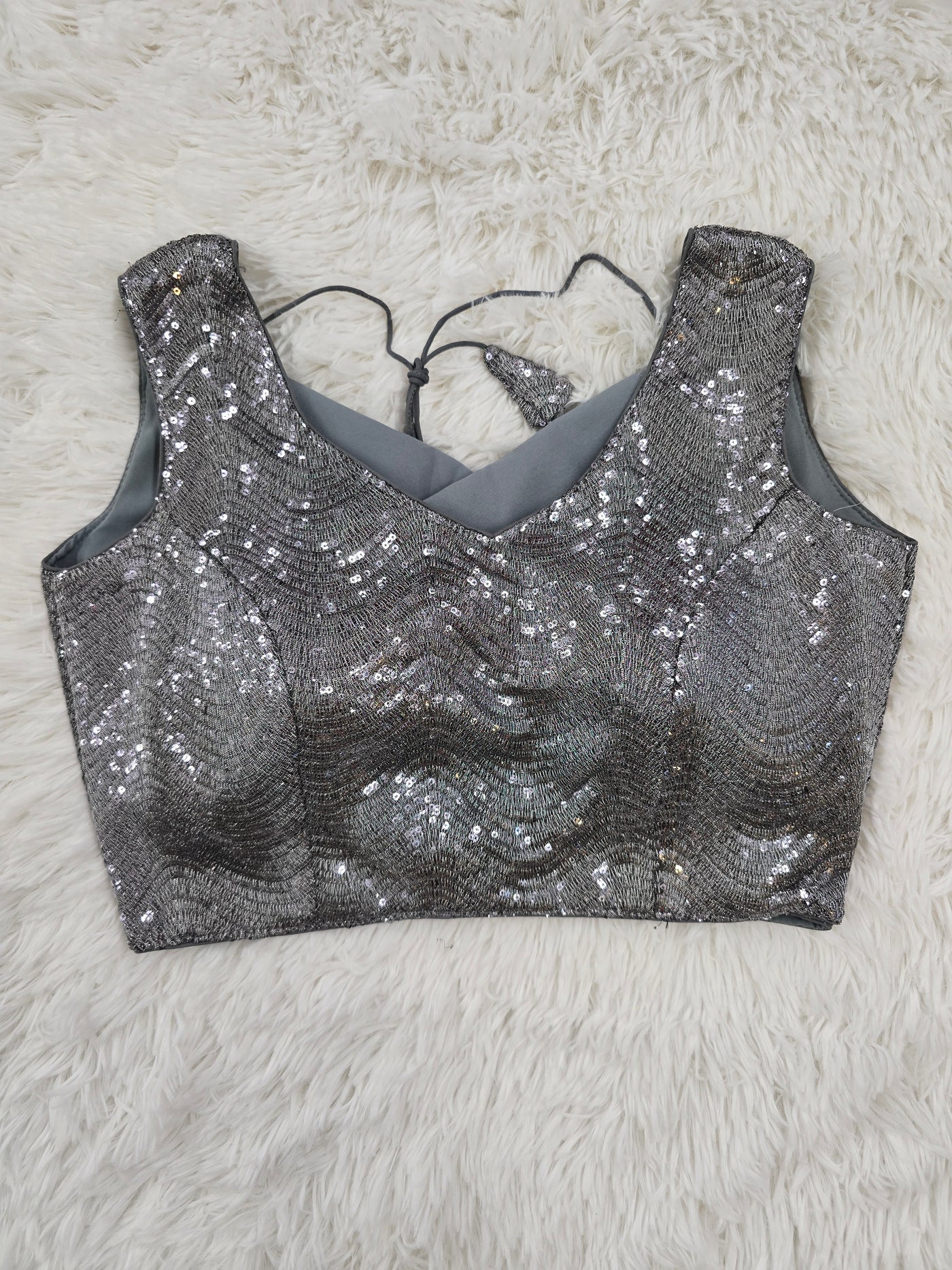Gunmetal Sequin Readymade Blouse