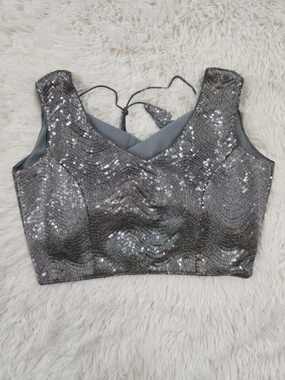 Gunmetal Sequin Readymade Blouse