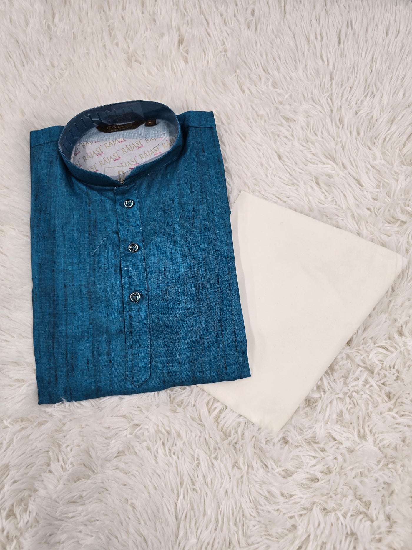Boys Blue Kurta with White Pajama