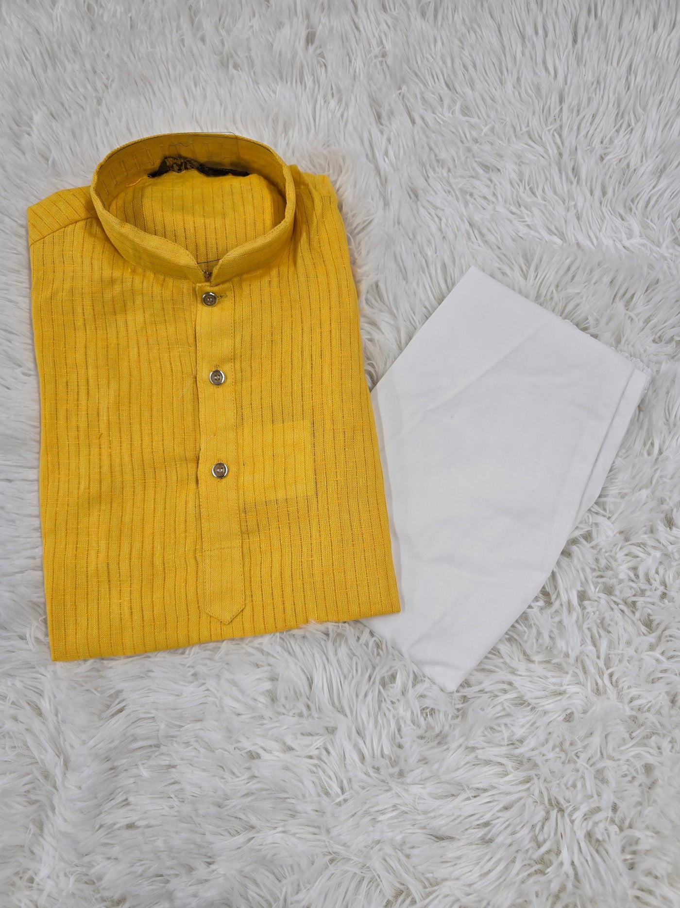 Boys Mustard Kurta with White Pajama