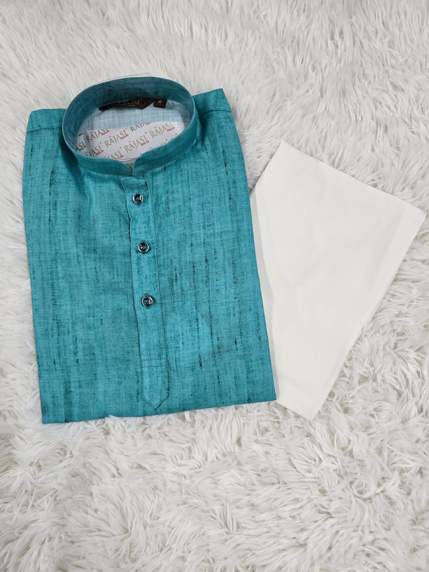 Boys Teal Kurta with White Pajama