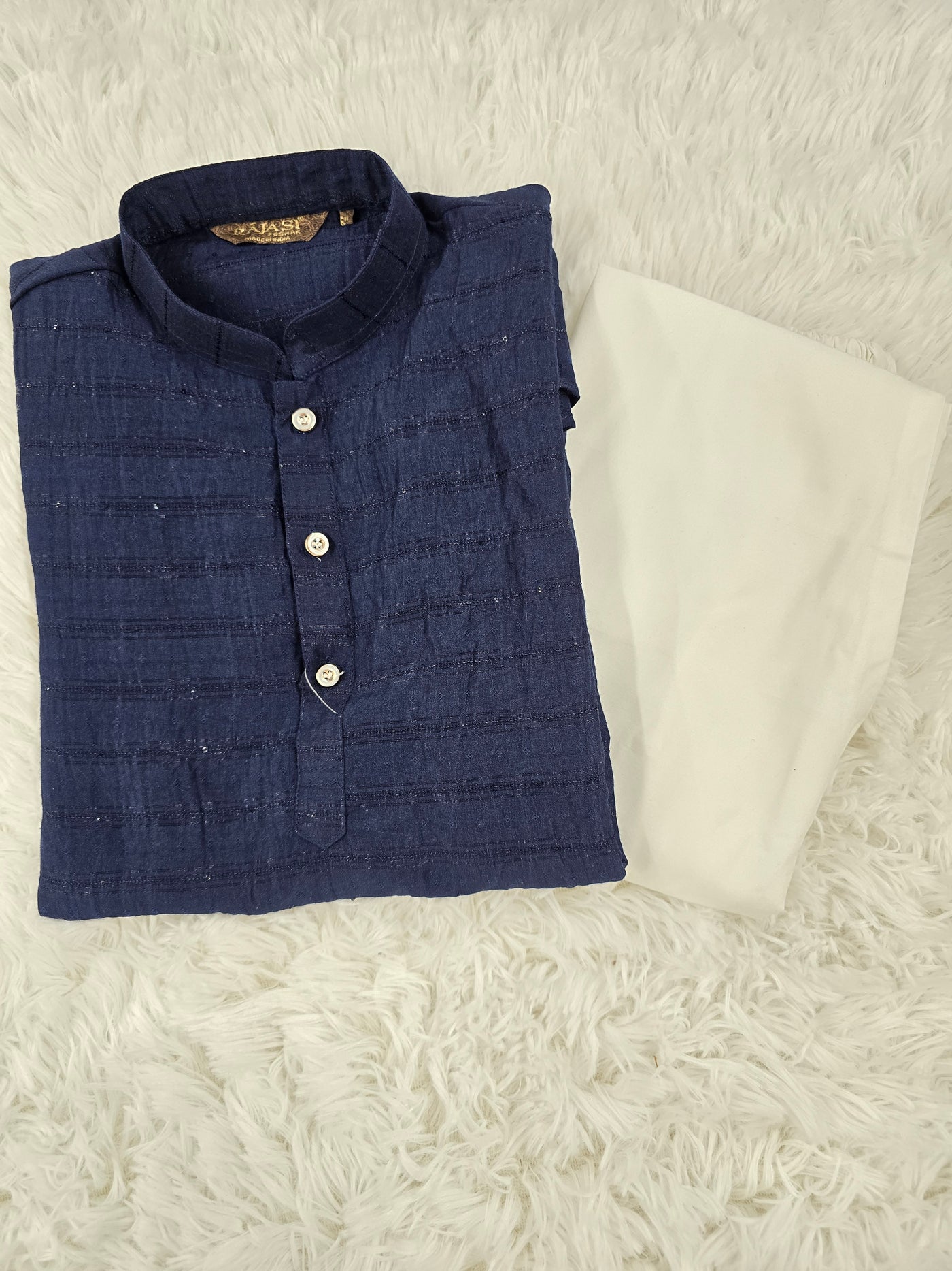 Boys Navy Blue Kurta Pyjama Set