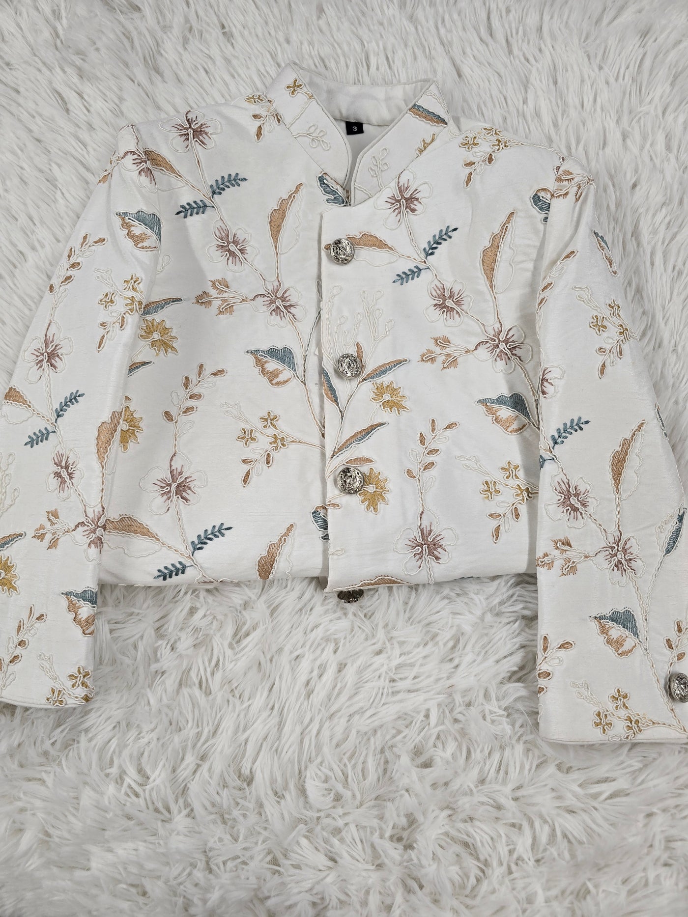 Boys’ Off-White Embroidered Sherwani Set