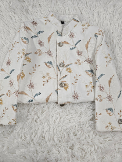 Boys’ Off-White Embroidered Sherwani Set