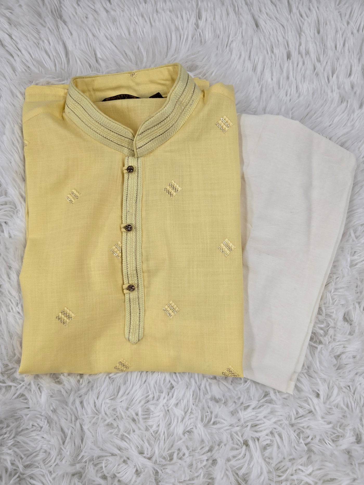 Boys Yellow Kurta Pyjama Set