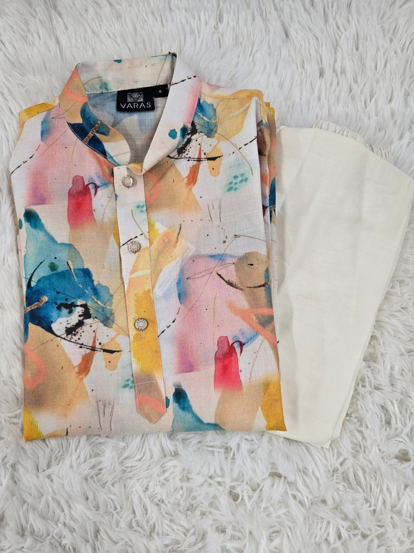 Boys Multicolor Abstract Printed Kurta Pyjama Set