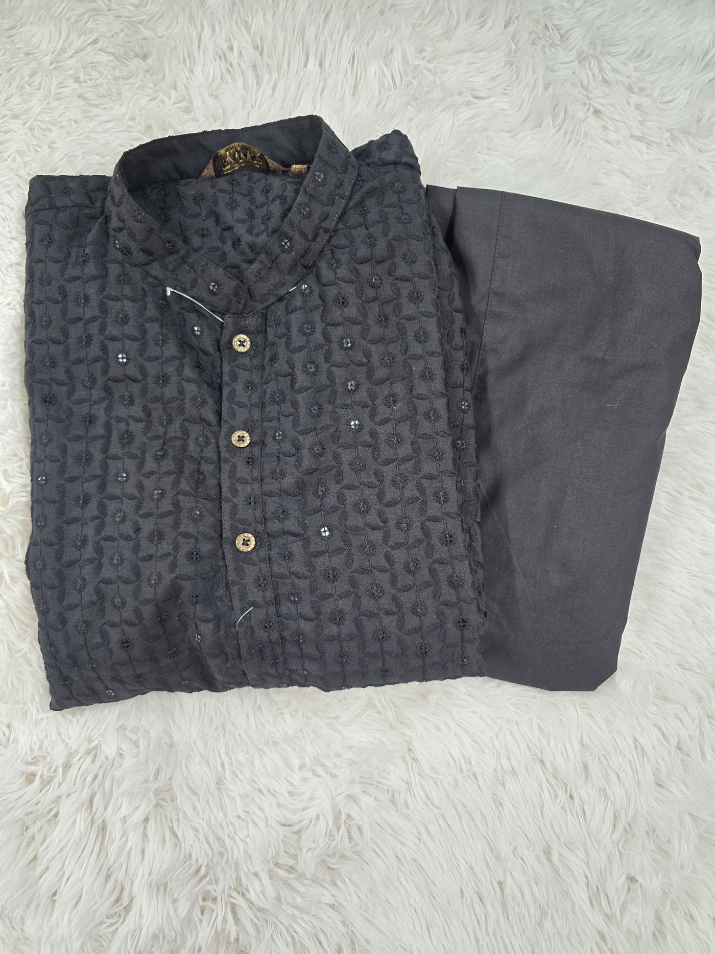 Black Thread Work Men’s Kurta Pyjama