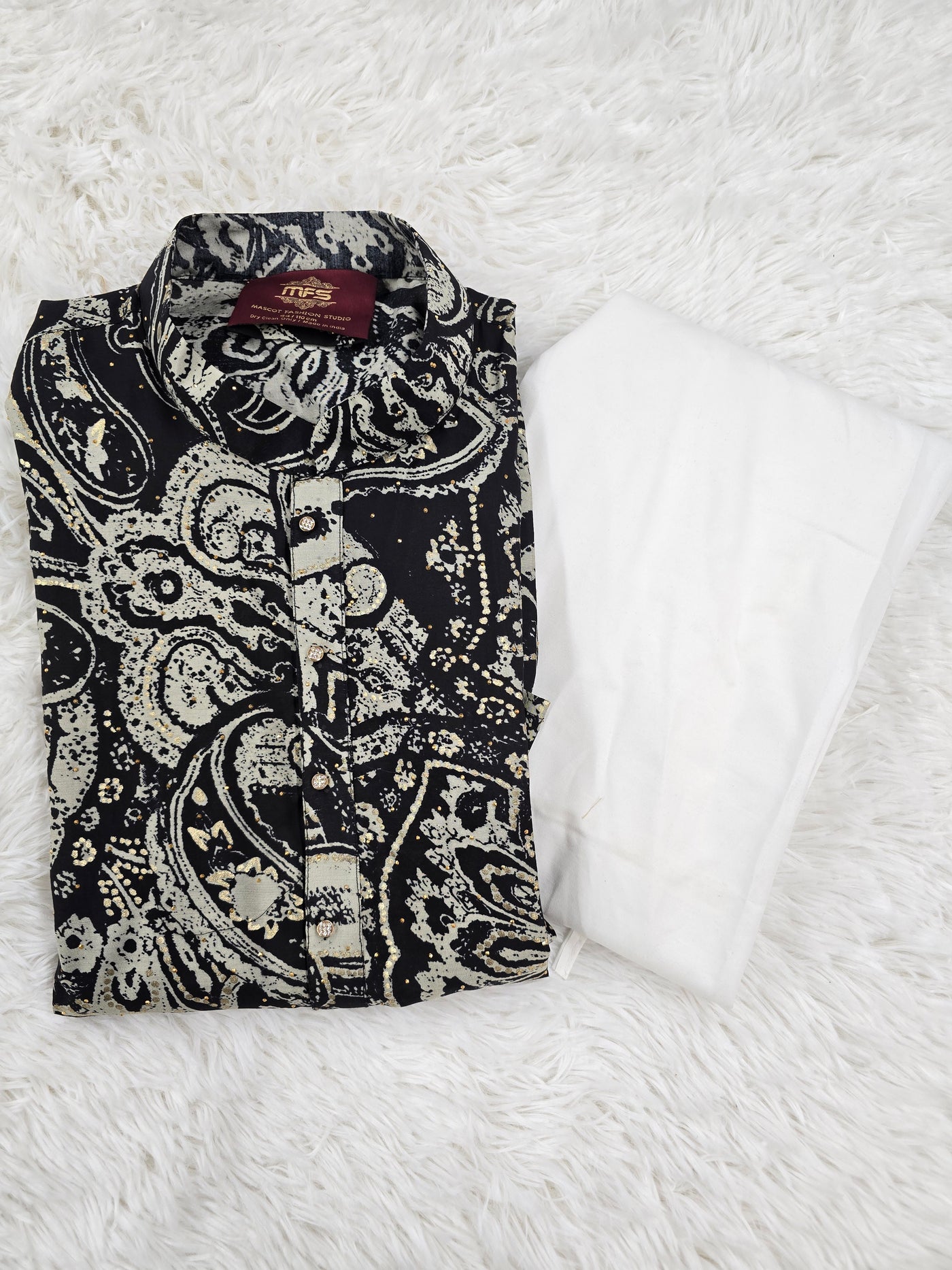 Men’s Black Printed Kurta Pyjama Set