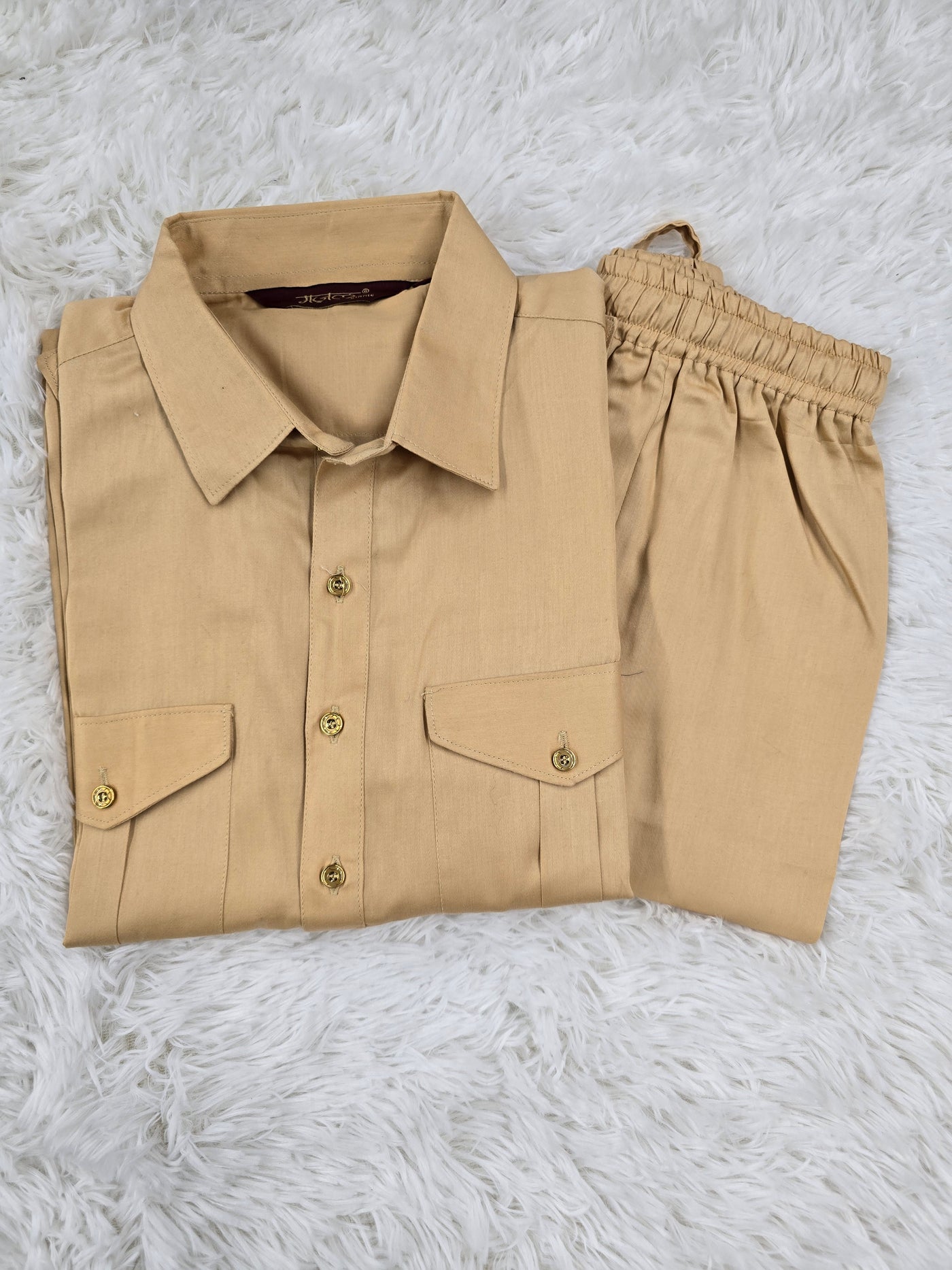 Men’s Beige Kurta Pyjama Set