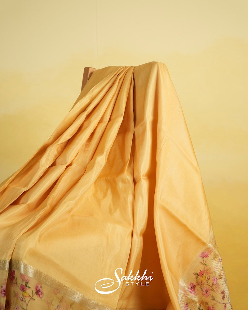 DANDELLION YELLOW SILK SAREE WITH BLOUSE