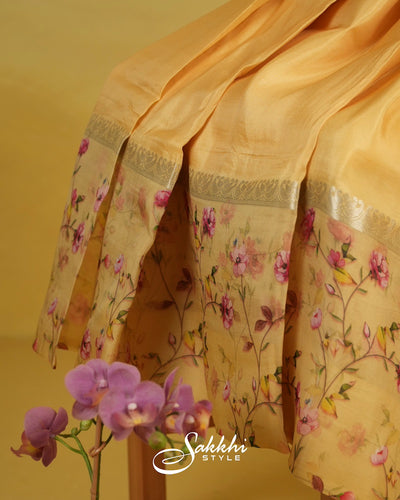 DANDELLION YELLOW SILK SAREE WITH BLOUSE