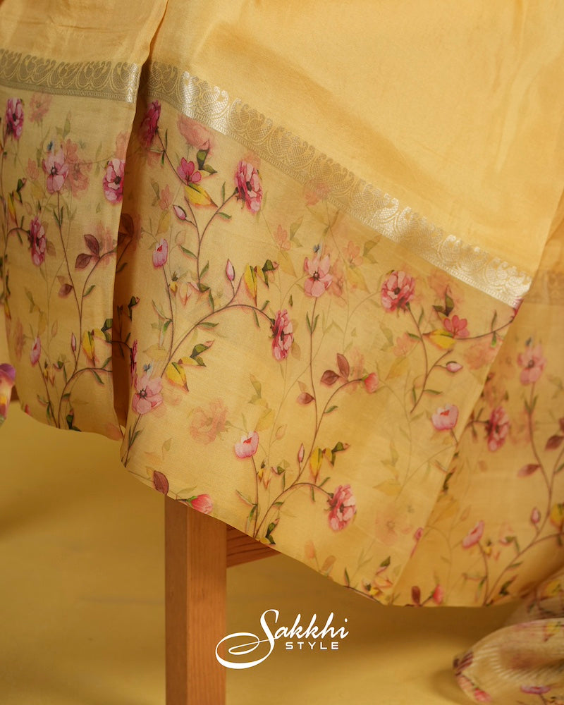 DANDELLION YELLOW SILK SAREE WITH BLOUSE