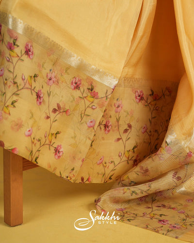 DANDELLION YELLOW SILK SAREE WITH BLOUSE