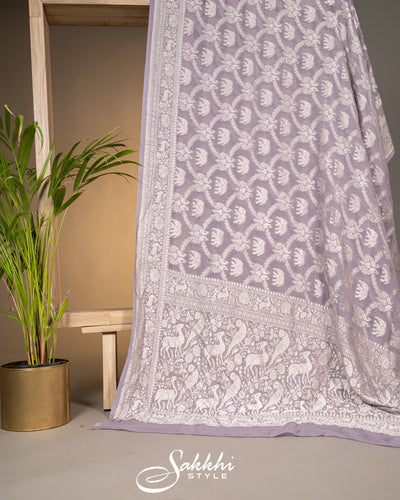 FADED LAVENDER BANARASI GEORGETTE SAREE