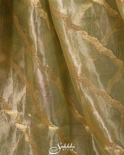 FRESH GREEN TISSUE ORGANZA SAREE