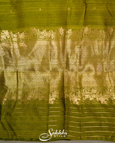 FRESH GREEN TUSSAR SILK SAREE