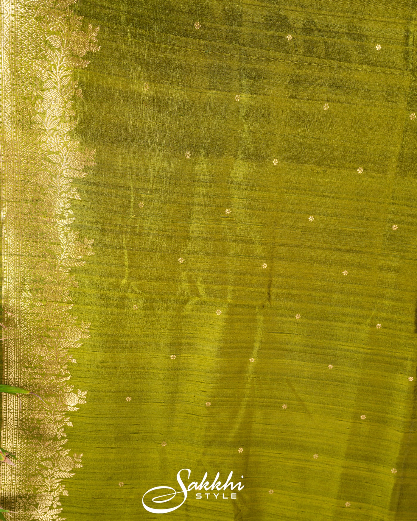 FRESH GREEN TUSSAR SILK SAREE