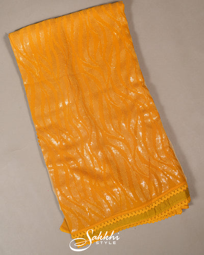 SAFFRON YELLOW SEQUIN EMBROIDERED SAREE