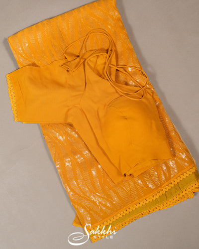 SAFFRON YELLOW SEQUIN EMBROIDERED SAREE