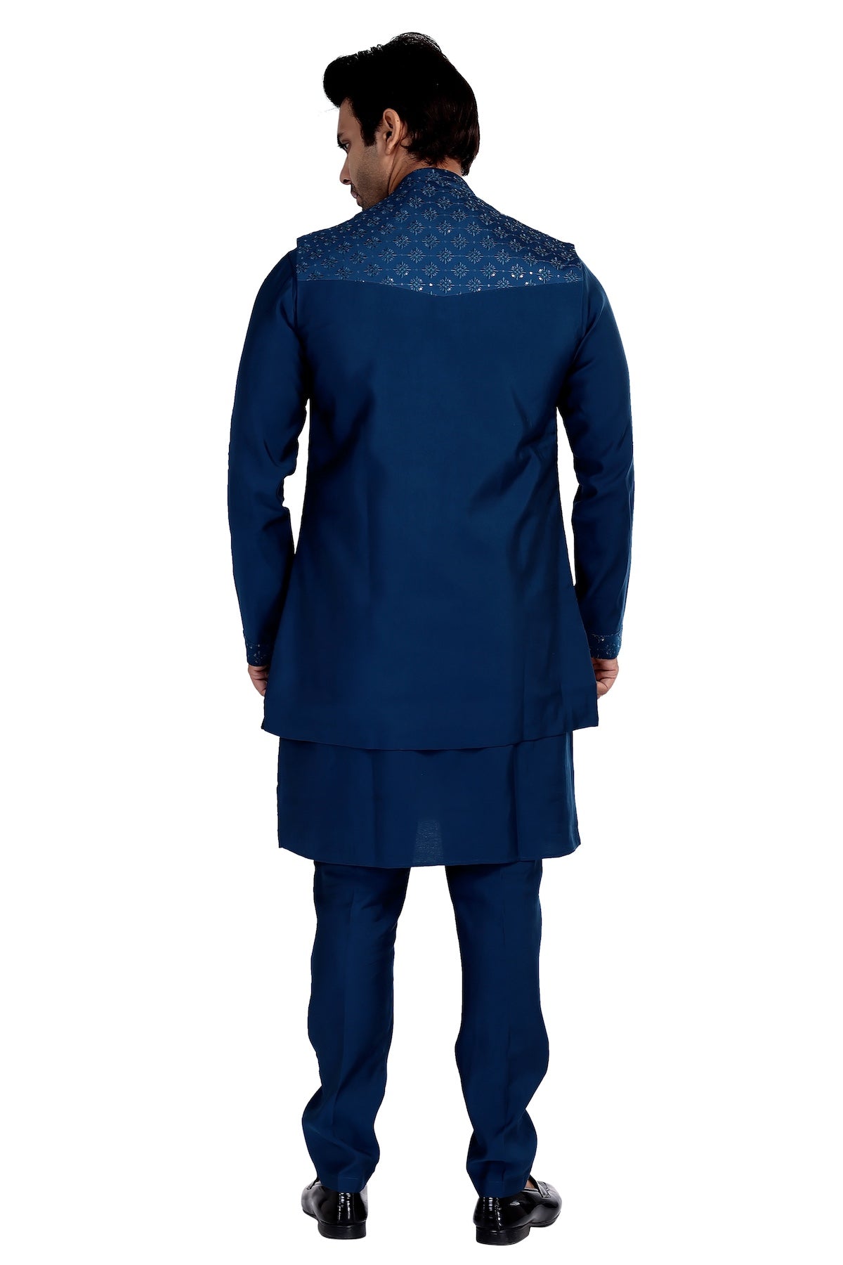 PERSIAN BLUE KURTA PYJAMA SET WITH NEHRU JACKET